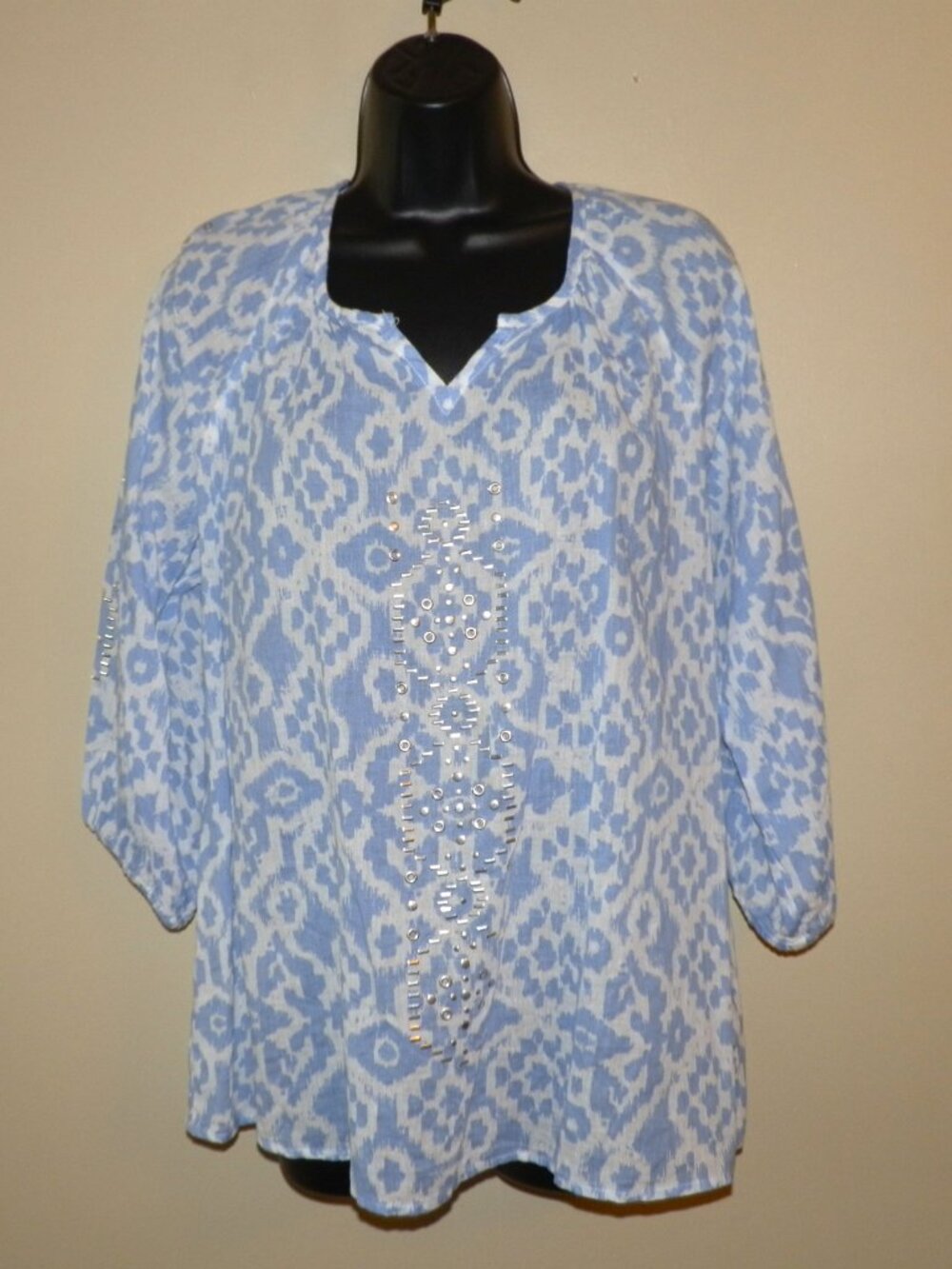 Elementz Blue & White Pullover Blouse